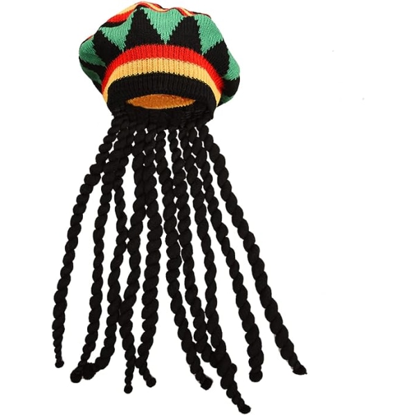 Rasta hat med sorte dreadlocks Jamaicanske dreadlocks paryk Rasta paryk