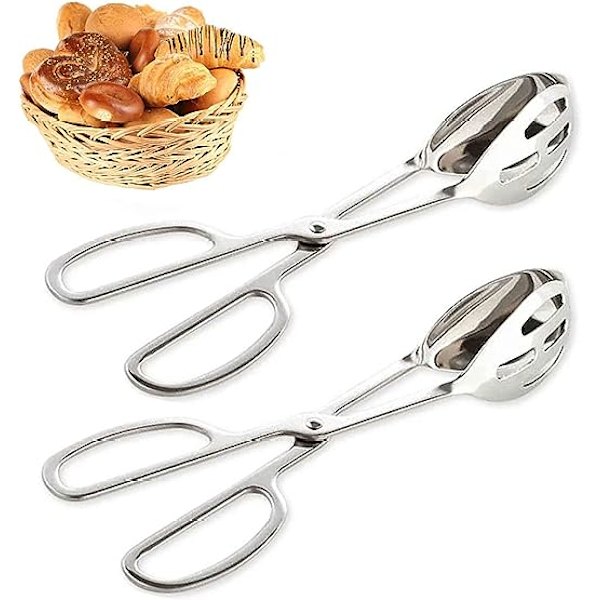 2 køkkentænger, (25,4 cm) dobbeltsidet hul klemme rustfrit stål grilltang, køkkenredskaber hotel buffet tang madklemme tilfredsstiller de fleste restauranter