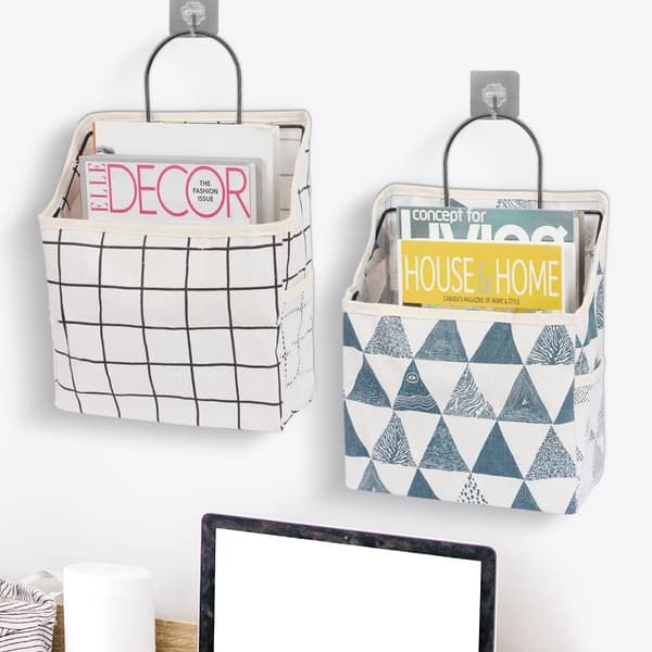 2-pack över dörr hängande arrangör - Fällbar linnevägg arrangör Vattentät hängande korg förvaringsväska för barnrum Badrum Sovrum
