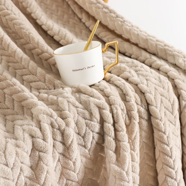 Knækket hvid polar plaid til sofa og seng, 50 x 70 tommer, flannel plaider i blød og behagelig dekorativ jacquard jacquard, let og varm legetøj
