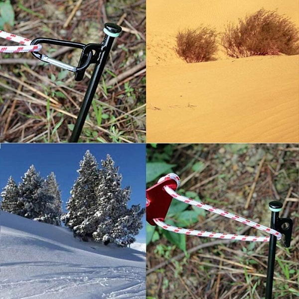 8-pak 20 cm kraftige teltpløkker i smedejern med krog og hul til udendørs rejser, vandreture, havearbejde, stort, hårdt klippegrund