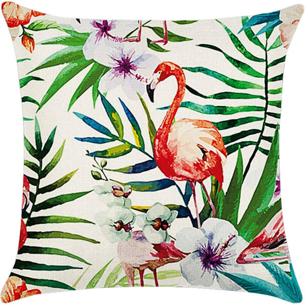 Deksel 45 x 45 cm, sett med 4 putetrekk Bomull og lin putetrekk Pynteputer til sofa hage seng sofa puter (Blomst-7)