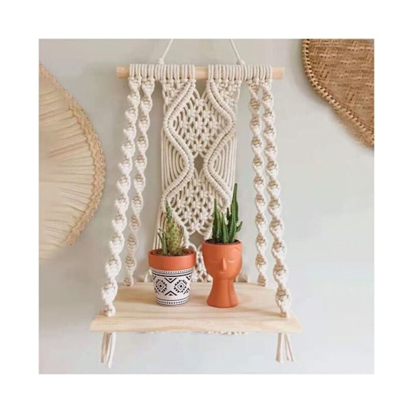 Boho makramé väggbonad makramé hylla vävd väggdekoration tofs gobeläng vägghylla bomullsrep gobeläng