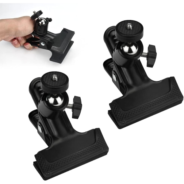 Tripod-kameramonteringsklämma Fjäderstativ Blixtreflektorhållare 2 st Multifunktionskamerafjäderklämma med 1/4\" skruvkula för studiobakgrund