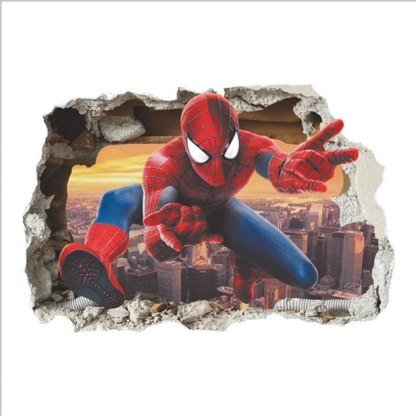 Spiderman 3D-effekt vægklistermærker Udsmykning til soveværelset Kæmpe, flytbare selvklæbende vægklistermærker Spiderman-vægklistermærker til børn
