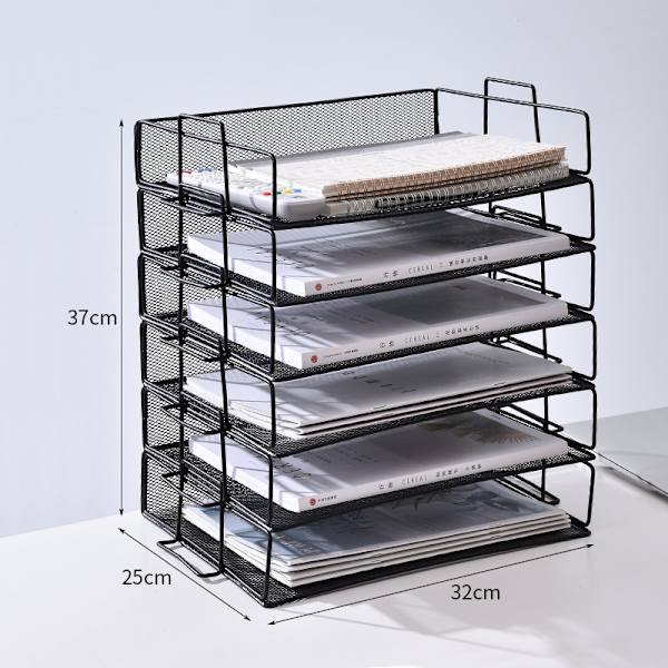 2 stk. brevbakker/stabelbare metalnet skrivebordsbakke/multifunktionel arrangør/filholder til kontor, skole, studie - (sølv)