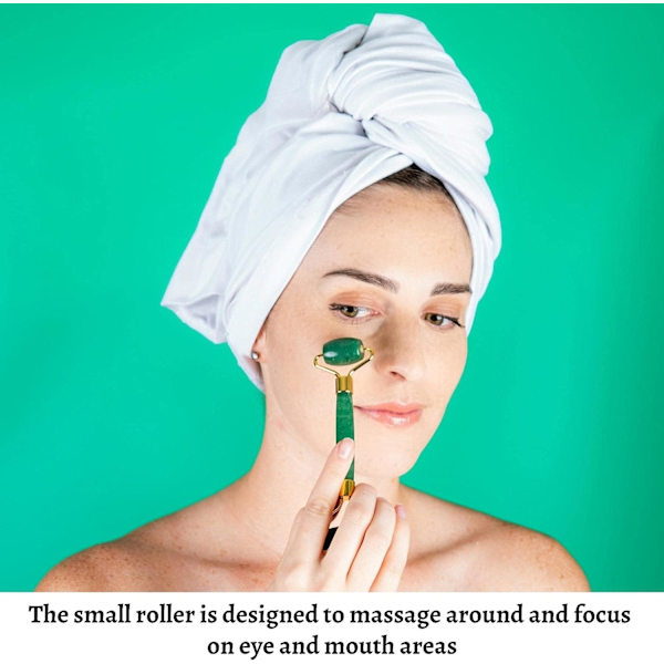 4 i 1 Set Jade Ansiktsmassage och Gua Sha Rollers, Grön Jade Roller med Ögonmassagerare, Jade Sten Ansikte Gua Sha, F Massager