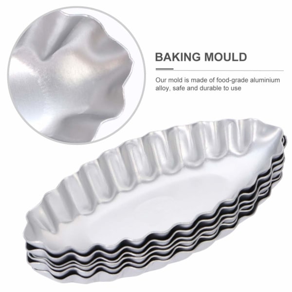 6pcs Egg Tart Mold, Boat- Shaped Cookie Pans, Aluminum Muffin Mold, Reusable Baking Supplies Tools