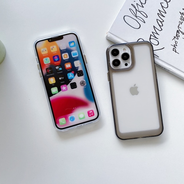 iPhone 14 Pro Max deksel i grå. Transparent Soft Shell Slim Telefondeksel Ny (Grå)