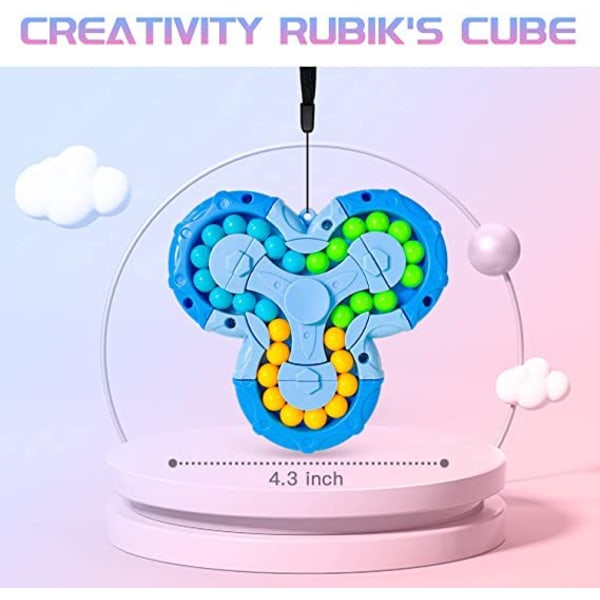 3PC 3D-puslespill magisk kubebønneleke, roterende fingerspeed kubeleke for voksne, praktisk spinner fidget-leke, jul, bursdag, nyttårsgave for barn A