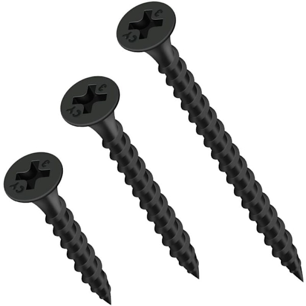 100 stk. med hurtigfester skrue m3.5 x 40 mm, svarte skruer for tørre skillevegger, fosfatskruer for gipsplater på stålprofil for tørr skillevegg