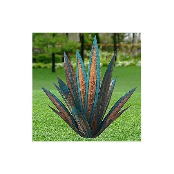 Trädgårdsdekoration i metall, agaveväxt, rustik metallskulptur, trädgårdsstaty, 65 cm, 9 blad