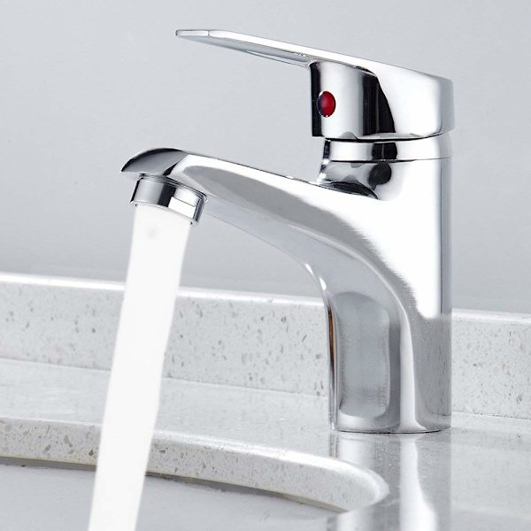 Badrumskranar Modern Silver Diskho Blandare Kran Enstaks Handtag Massiv Mässing Varm Kallt Blandare Tvättställsblandare, Polerad Krom