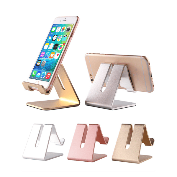 Universal skrivebordsstøtteholder til tablet og telefon til smartphone, iPhone, iPad, metal, aluminiumlegering (sort)