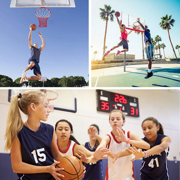 4 stk. veggmontert basketball med deler installert for barn innendørs utendørs sport, hengende basketballkurv, (uten hengende ring