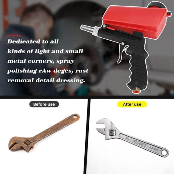 Bærbar dekk sandblåsing sandblåsepistol pistol sandblåser sandblåsepistol for å fjerne rust maling skalaer (rød)