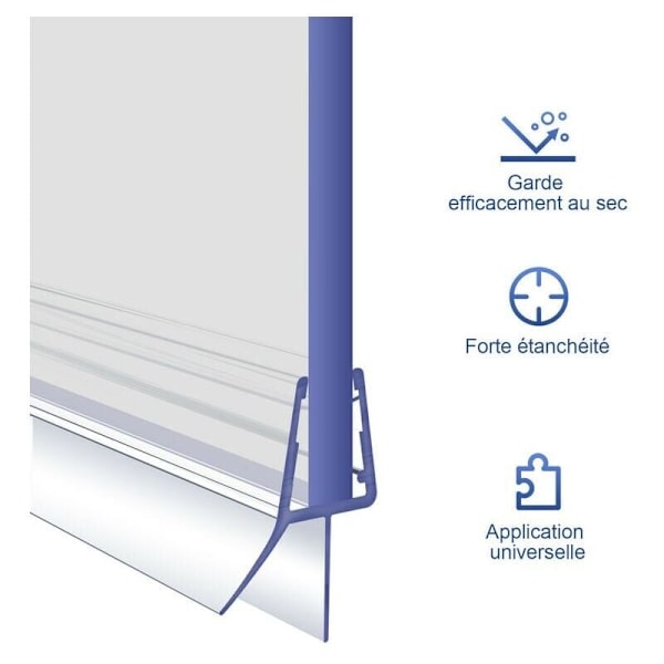 Duschlist 80cm för duschdörrstätningar, PVC-tätning för duschrum, vattentätt skydd, för 4-6mm glas