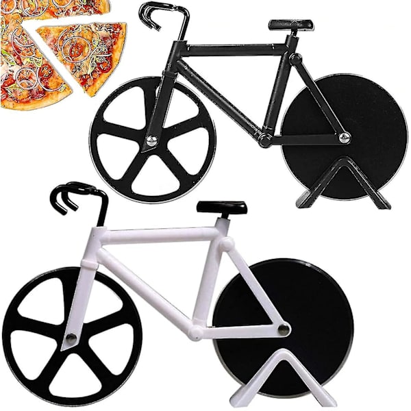 Ruostumattomasta teräksestä valmistettu pizzaleikkuri Taikinan pizzaleikkuri (2 kpl, musta, valkoinen)
