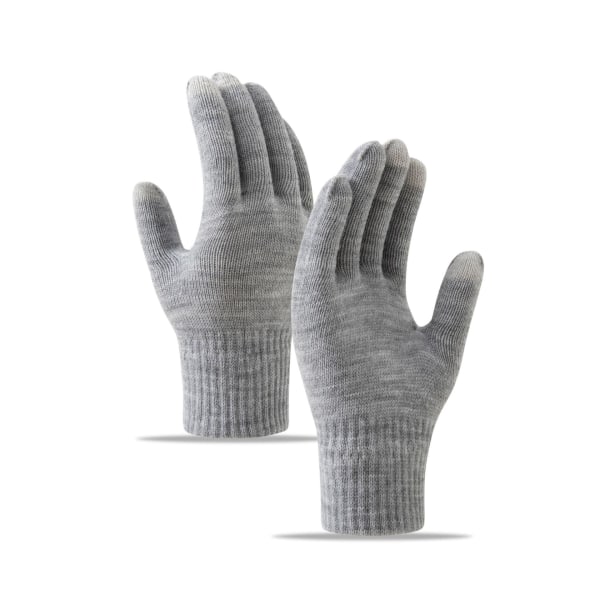 Vinterhandsker, berøringsskærm, elastiske manchetter SMS-termiske handsker Berøringsskærm termisk fleece Fleece-forede strikkede handsker (grå)