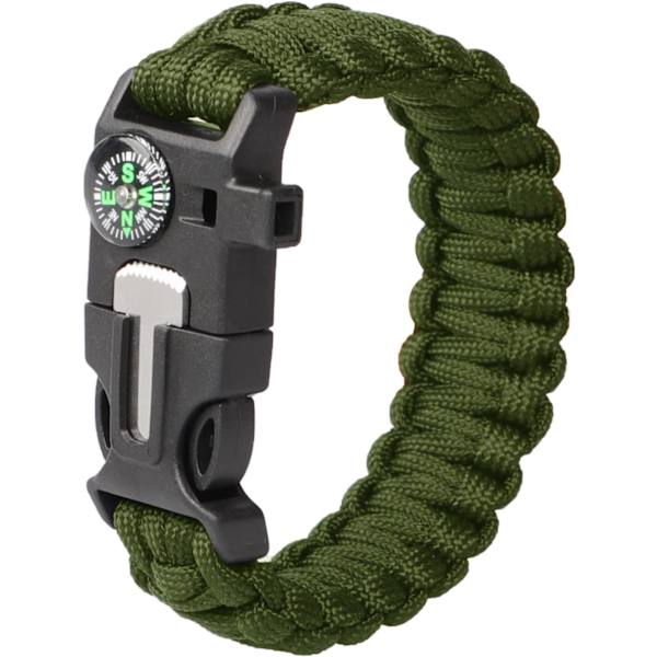 Utomhus överlevnadsarmband 5 i 1 Multifunktionell Paracord överlevnadsarmband Kompass Visselpipa Lämplig för Vandring Camping Båtliv Resor Nödläge