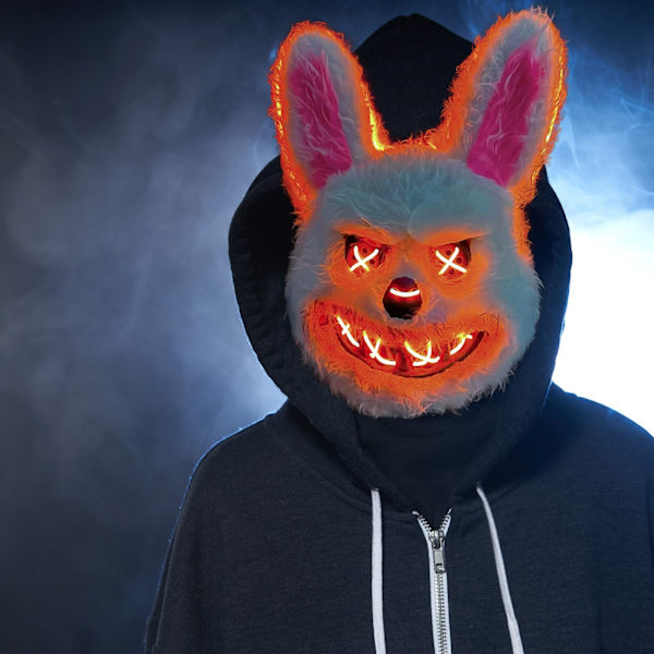 Kauhu Halloween-naamio Verinen kani naamio - Hullu kani Halloween LED-naamio aikuisille lapsille Lomajuhlat Karnevaalit