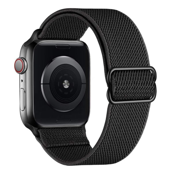 Sopii Apple Watch hihnaan, säädettävä stretch nylon punottu urheiluvaihtoremmi, sopii Iwatch-sarjaan, musta (42/44/45mm)