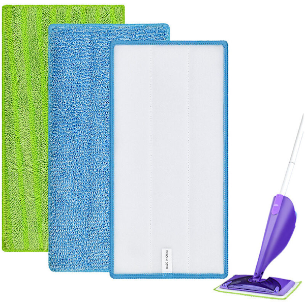 3-pack Återanvändbara Moppdynor Ersättning Kompatibla med Swiffer Wet Jet Moppar, Torra & Våta Använda Refilldynor för Wet Jet 12\" Mopp, Hållbar Våtspraymopp Ersättning