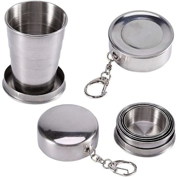 150ML Hopvikbar Mugg i Rostfritt Stål Teleskopmugg Nyckelring Stapelbar Vinglas Utomhus Dricks Teleskopflaska Camping Hopvikbar Wa