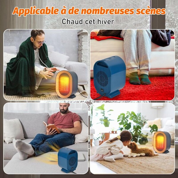 Actoint varme, keramisk blåsende mini radiator, 800/1200 W elektrisk radiator, overoppheting og anti-tank beskyttelse, 2 varmemoduser, bad, hjem o