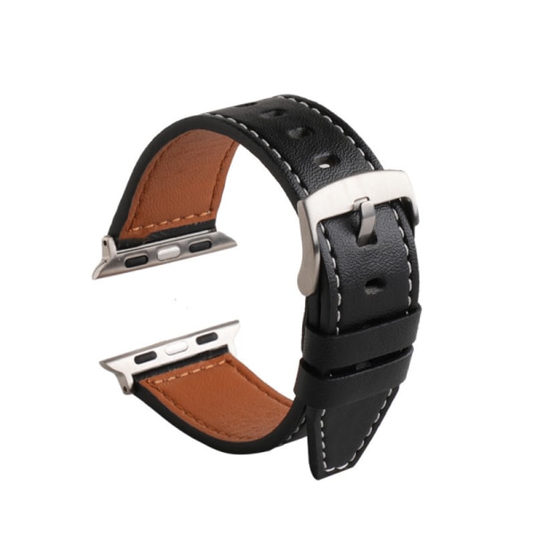 2 st läderklockarmband för applewatch watch3456 se Snabbkoppling Ersättning Mjukt läder för män och kvinnor 42/44/46mm Mörkblå Kaffe