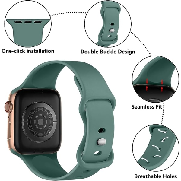 Silikonrem (grønn, stor) kompatibel med Apple Watch-rem 4