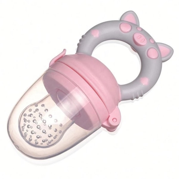 Babymadsføder (pink) - sut Baby frisk frugt silikonesut Børnelegetøj Bringning, farve stimulerer appetitten