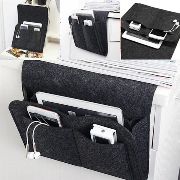 Filtveske Filt oppbevaringspose Filt nattbord hengende pose Sofa nattbord diverse oppbevaringspose (svart versjon)