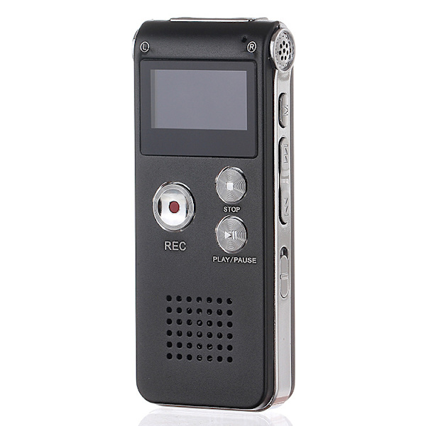 Diktafon Bærbar Digital Opptaker Stemmeopptaker 8GB Lyd Opptaker MP3 Spiller LCD Diktafon (Svart)