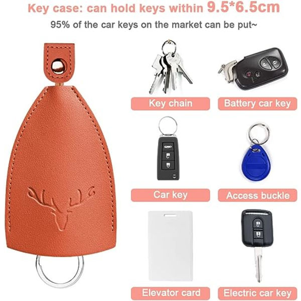 2-pack (orange + grön), lädernyckelhållare, stor kapacitet vattentät PU-läder bärbar nyckelbricka - inte lätt att falla av och skydda nycklar.