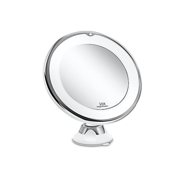 10x forstørrende makeup spejl med LED lys 1 kugleled 360° justerbar fastgørelse bærbar kosmetisk spejl, til badeværelse, rejse