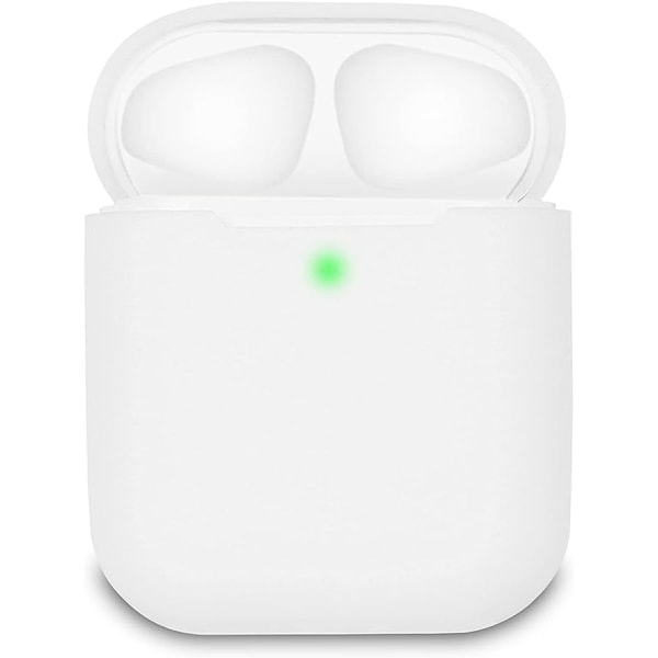 2-pack Airpods-fodral (vitt + svart), AirPods 2-fodral, AirPods-fodral i silikon, synliga LED-indikatorer, stöd för trådlös laddning