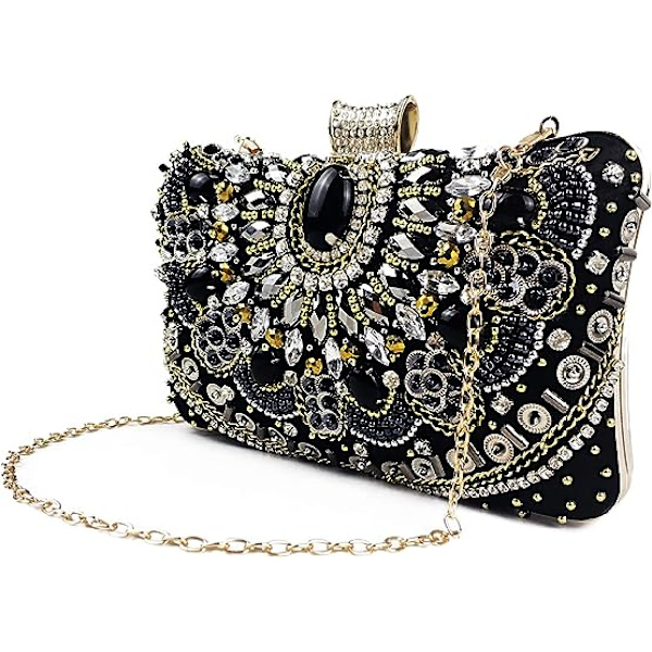 Kvinnors aftonkoppling, designer broderad handväska, aftonhandväska, bröllopspåse, damplånbok