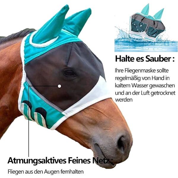 Hesteflue maske stor størrelse UV ​​beskyttelse hest mygge maske wit