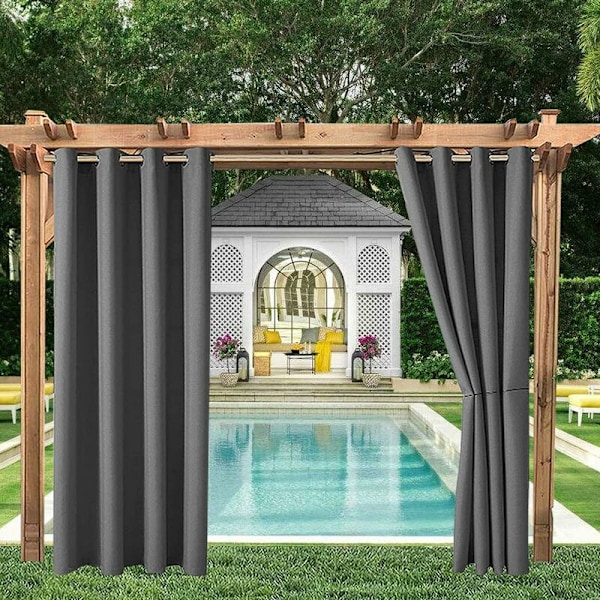 Utomhusgardiner Trädgård Uteplats Gazebo Mörkläggningsgardin Vindtät UV-skydd Mögelbeständig, Termiskt isolerade gardiner med öljetter, L 132cm x H