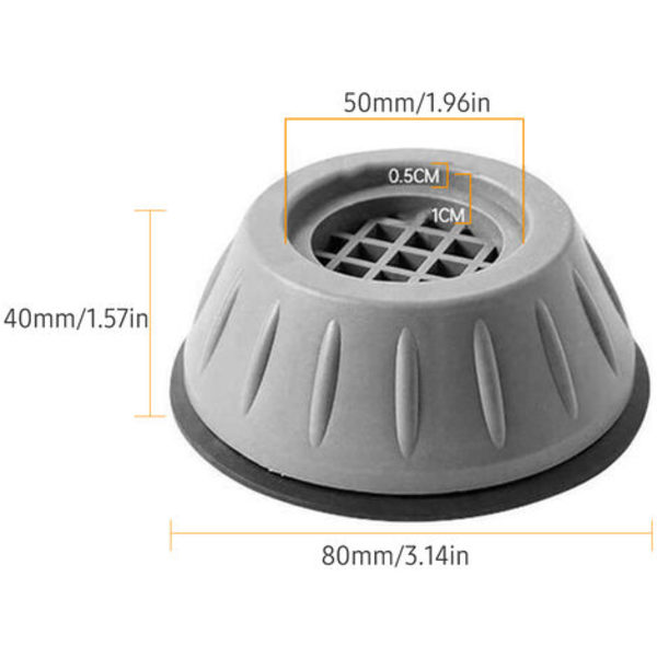 4 st Anti Vibrationskuddar för Tvättmaskin Fuktbeständig Gummifotdyna Bullerreducering Tvättmaskin Bottenstöd Halkskydd Mattor för Kylskåp T