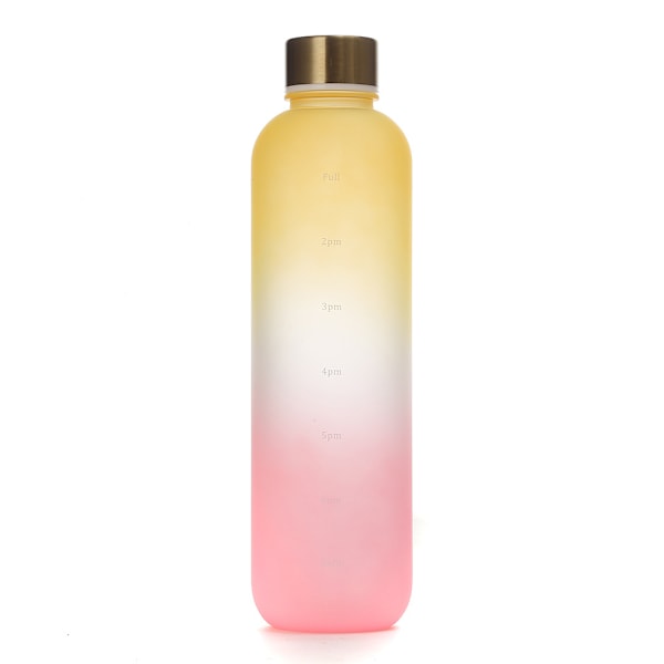 1L Vattenflaska med Tidmarkering 32 OZ Fitness Sport Utomhus Matt Svart