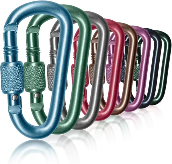 Karbinhake, 2 tums D-ring låsande karbinhake, snäppkrok sporttillbehör för utomhuscamping vandring 8-pack