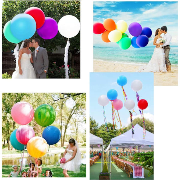 6 st/förpackning 90 cm assorterade färgglada latex jättestora ballonger för bröllopsfestligheter festkarnevalevenemangsdekorationer