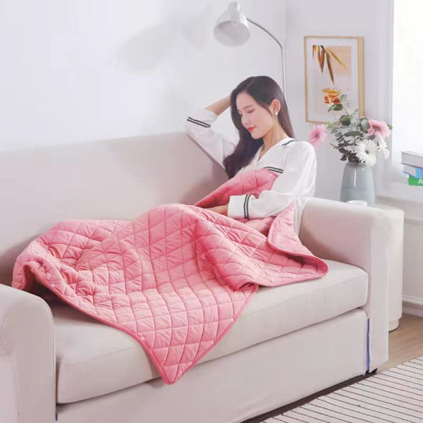 Kast teppe, fire sesonger plysj lett sofa teppe, maskinvaskbart teppe fleece 140*100cm teppe lavt strøm USB oppvarmet teppe (rosa)