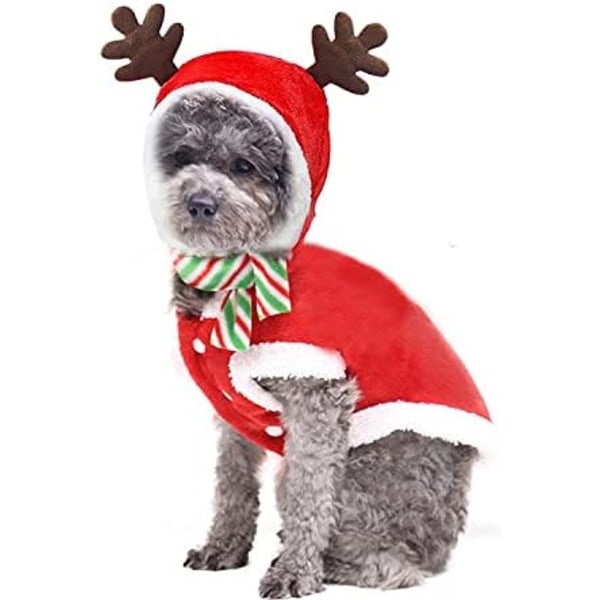 Lemmikkien jouluasut, kissakoiran joulupuku Lemmikkieläinten hirviasu Koiran joulupuku ja hattu pienille keskikokoisille koirille Kissat (XL)(XL)