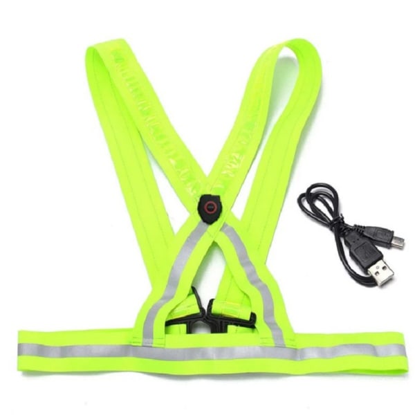 LED udendørs sports nat løb ridning vest elastisk reflekterende tøj advarsel vest USB opladning lysende stropper