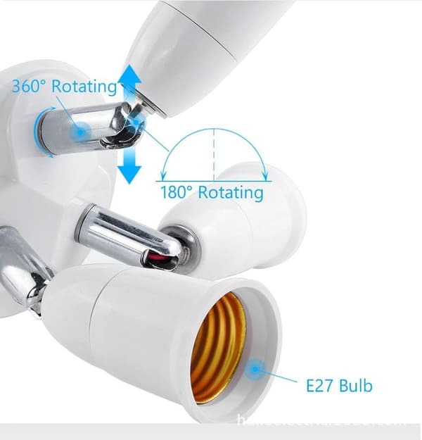 5 i 1 E27 Adapter Splitter Socket Adapter Splitter Socket Adapter Konverterholder for E27 Ampo