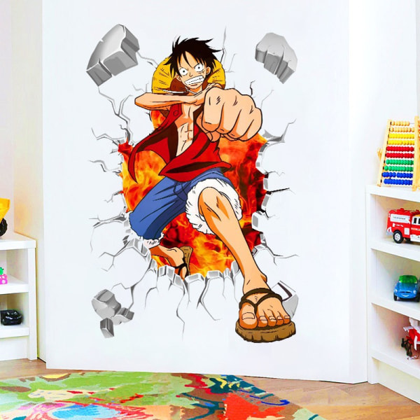 One Piece Anime Manga Rikkoutunut Seinä 3D Ikkuna Seinätarra Tarra Koriste Muoti Koriste Lapset Poika Makuuhuone Taide