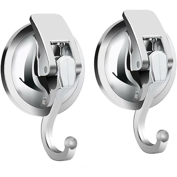 Kraftiga sugkoppskrokar (healwe 2-pack) designade för kök, badrum (silver)